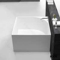 Easy to clean modern white simple freestanding solid surface bathtub japanese soaking bathtub