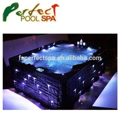 Hot tub skirt material of hemlock wooden skirt and PVC skirt for 8 persons hot tub spa