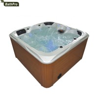 freestanding Acrylic Square Outdoor Jet Whirlpool Massage Bathtub With Led Light